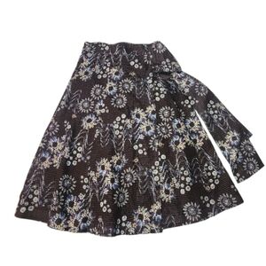 Marie Oliver Wrap Maxi Skirt Linen Blend Floral Print Lined Boho Elegant